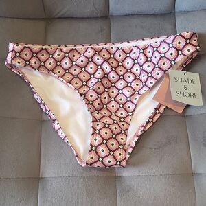 Shade & Shore Pink Geometric Floral Bikini Bottom